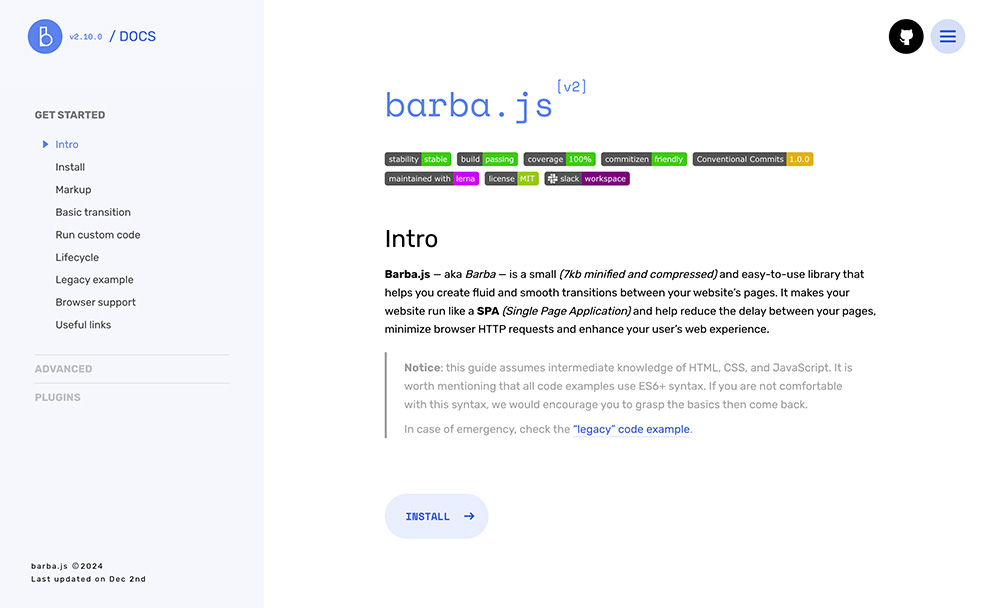 Barba.js：网页上实现流畅、酷炫的过渡效果JavaScript工具库2