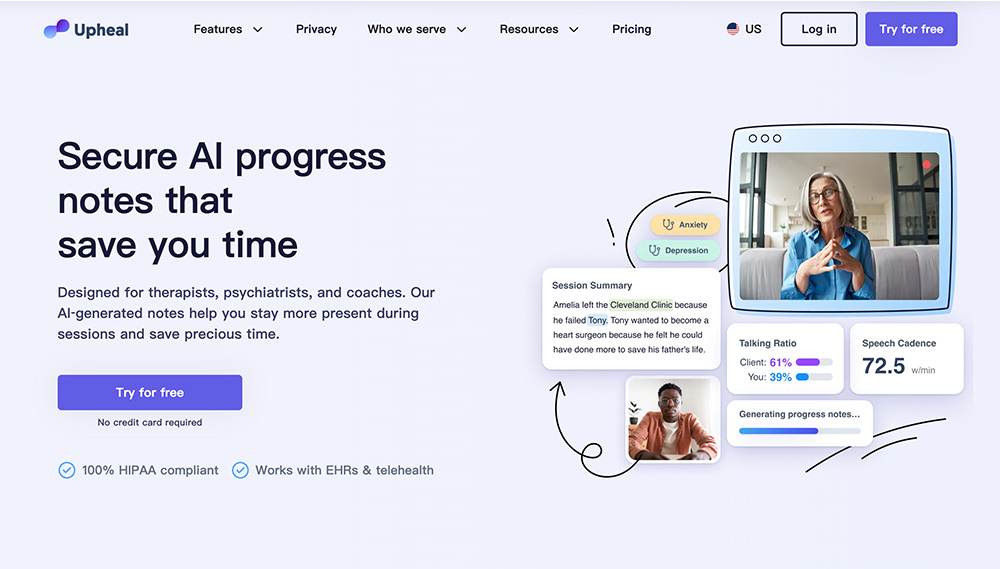 一款提升治疗效率与质量的AI心理健康助手——Upheal