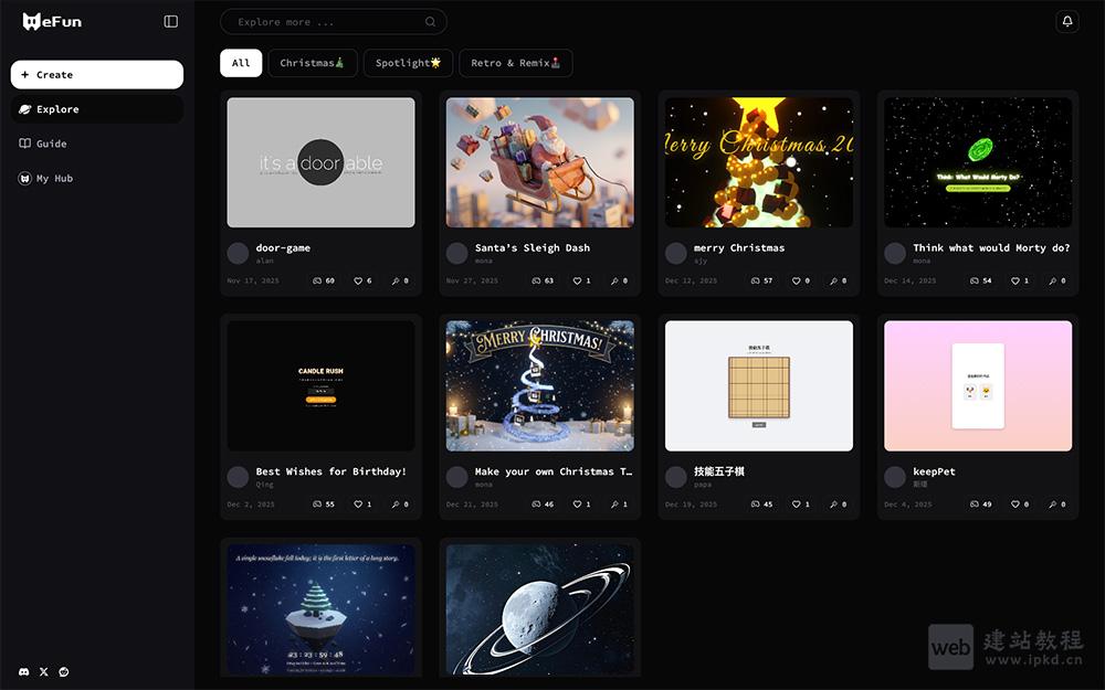 Wefun官网：一个AI互动内容创造平台，提供丰富的素材库